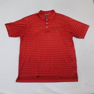 Adidas Men Red Golf Polo Shirt Short Sleeve Striped Size Large